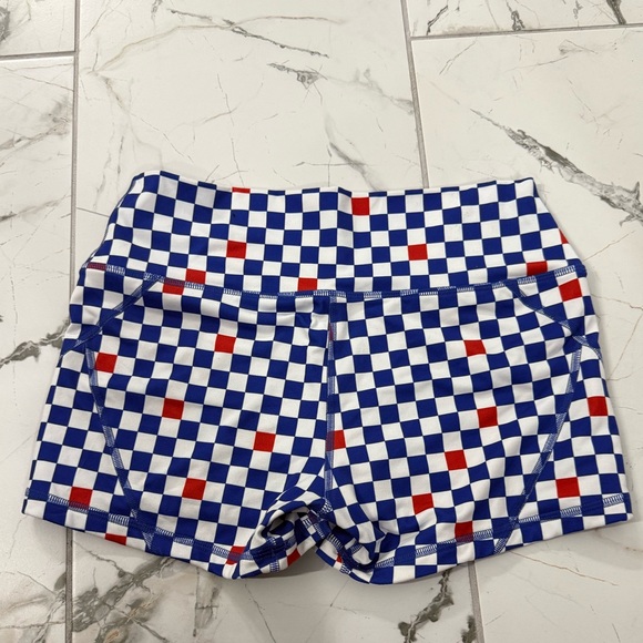 Fleo Blue and Red Checkered Shorts - Picture 2 of 2
